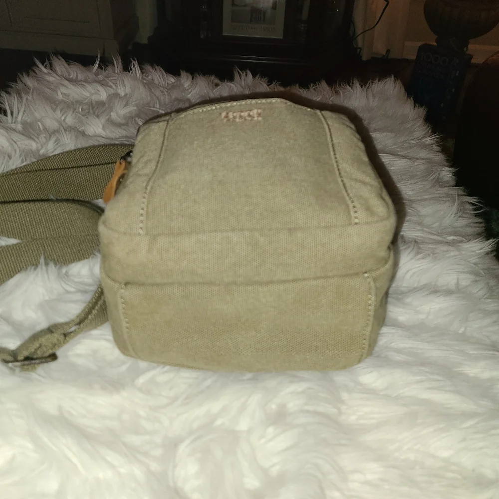 TRP0370 Troop London Classic Canvas Across Body Bag khaki olive color. - Picture 6 of 10